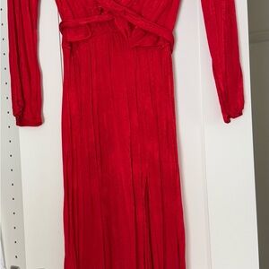 Elegant Red Long Sleeve Dress